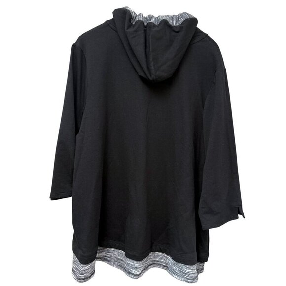 CATHERINE'S Womens Sweatshirt Plus Size 1X Black Gray Trim Hoodie 3/4 Sleeve NWT - Picture 3 of 10
